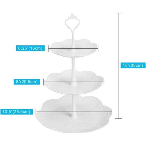 3Tier Cupcake Stand,Plastic Tiered Serving Stand,Dessert Tower Tray for TeaParty - Picture 3 of 7